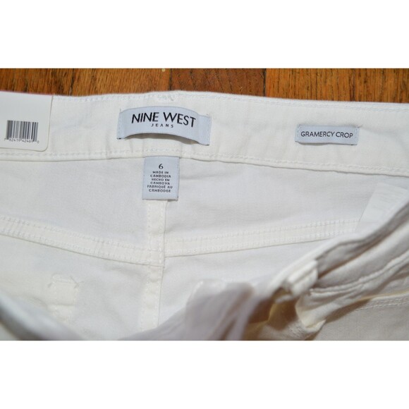 Nine West Jeans Gramercy Crop White Pants Women’s Sz 6 Slim Ankle Cropped NWT - Picture 3 of 4